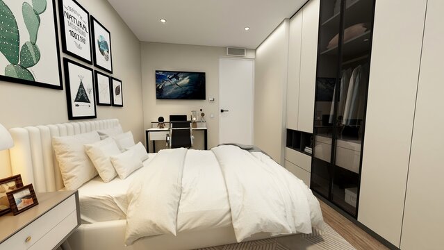 DORMITORIO DE CASA DE LUJO CON ARMARIOS EMPOTRADOS 
