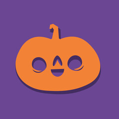 Halloween carved pumpkin. Cute illustration, flat design.
