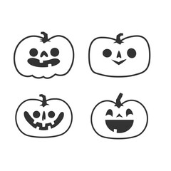Jack o lantern icons. Halloween carved pumpkins simple illustrations.