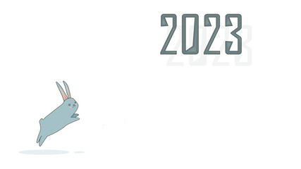 vector image of a bunny. the hare jumps. new Year. hare on a white background. banner, advertisement, good offer, discount for the new year. 2023 year