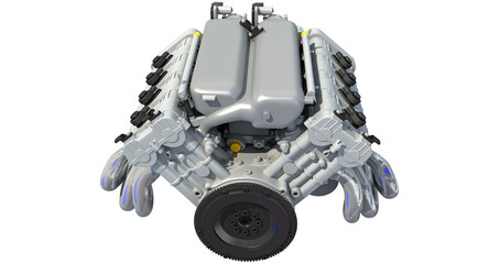 Naklejka premium V8 Car Engine 3D rendering on white background