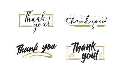 Thank you lettering. Vector illustration hand drawn. Calligraphic thanks message.