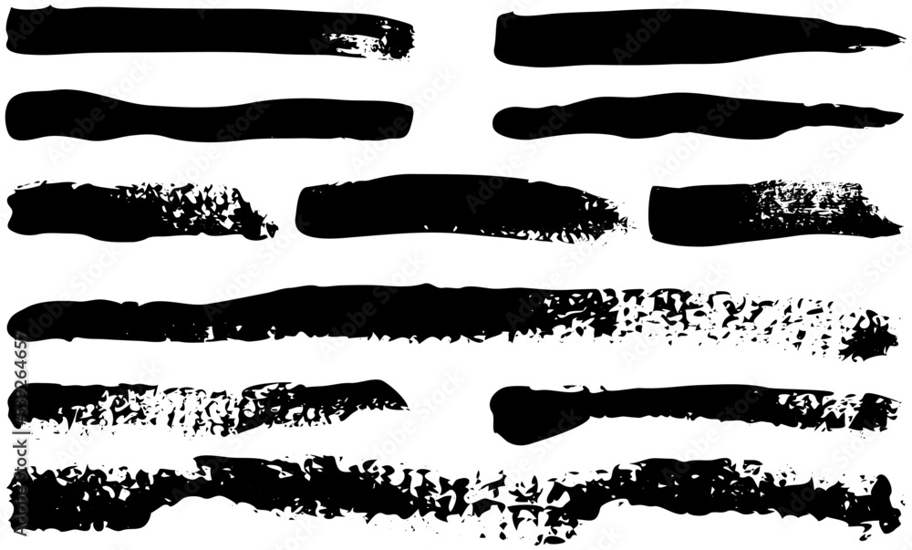 Poster set of different abstract shapes, smears and prints. black design elements isolated on white backgro