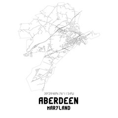 Aberdeen Maryland. US street map with black and white lines.