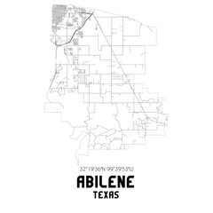 Fototapeta na wymiar Abilene Texas. US street map with black and white lines.