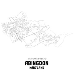 Fototapeta na wymiar Abingdon Maryland. US street map with black and white lines.