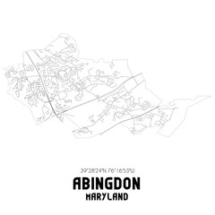 Abingdon Maryland. US street map with black and white lines.