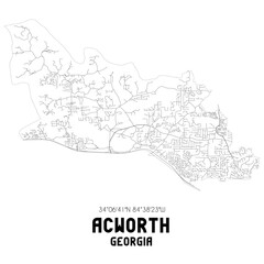 Acworth Georgia. US street map with black and white lines.