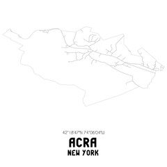 Acra New York. US street map with black and white lines.