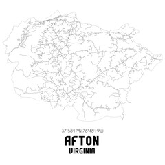 Fototapeta premium Afton Virginia. US street map with black and white lines.