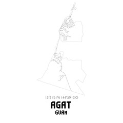Agat Guam. US street map with black and white lines.