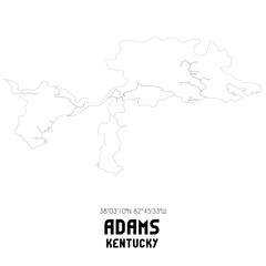 Adams Kentucky. US street map with black and white lines.