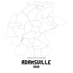 Adamsville Ohio. US street map with black and white lines.