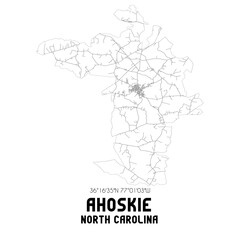 Ahoskie North Carolina. US street map with black and white lines.