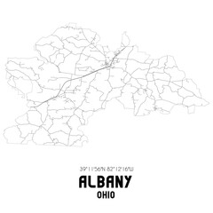 Albany Ohio. US street map with black and white lines.