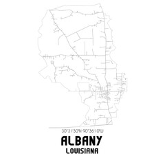 Albany Louisiana. US street map with black and white lines.