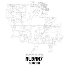 Albany Georgia. US street map with black and white lines.