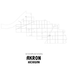 Fototapeta premium Akron Michigan. US street map with black and white lines.