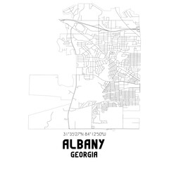 Fototapeta na wymiar Albany Georgia. US street map with black and white lines.