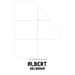 Albert Oklahoma. US street map with black and white lines.
