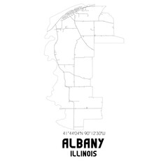Albany Illinois. US street map with black and white lines.