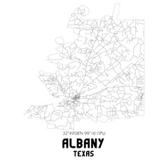 Albany Texas. US street map with black and white lines.