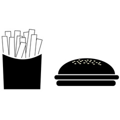 Burger and fries silhouette icon