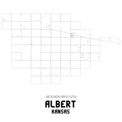 Albert Kansas. US street map with black and white lines.