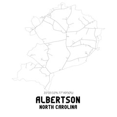 Albertson North Carolina. US street map with black and white lines.