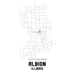 Albion Illinois. US street map with black and white lines.