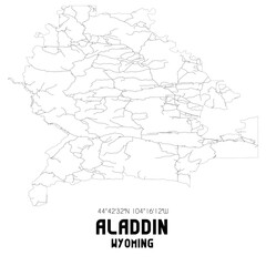 Aladdin Wyoming. US street map with black and white lines.