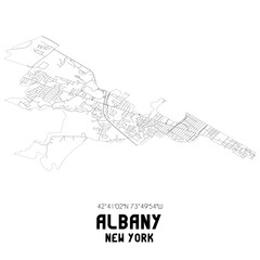 Albany New York. US street map with black and white lines.