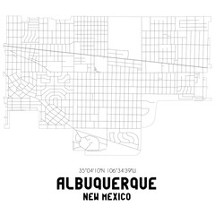 Albuquerque New Mexico. US street map with black and white lines.