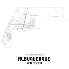 Albuquerque New Mexico. US street map with black and white lines.