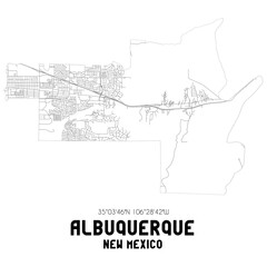 Albuquerque New Mexico. US street map with black and white lines.