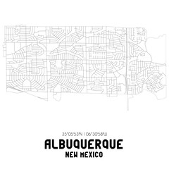Albuquerque New Mexico. US street map with black and white lines.