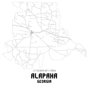 Alapaha Georgia. US street map with black and white lines.