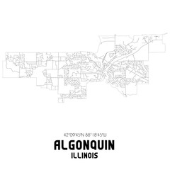 Algonquin Illinois. US street map with black and white lines. - obrazy, fototapety, plakaty