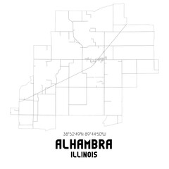 Alhambra Illinois. US street map with black and white lines.