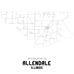 Allendale Illinois. US street map with black and white lines.
