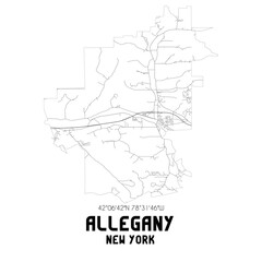 Allegany New York. US street map with black and white lines.