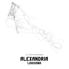 Alexandria Louisiana. US street map with black and white lines.