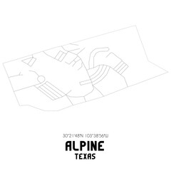 Alpine Texas. US street map with black and white lines.