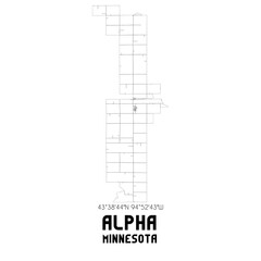 Alpha Minnesota. US street map with black and white lines.