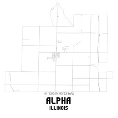 Alpha Illinois. US street map with black and white lines.