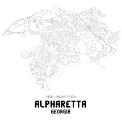 Fototapeta na wymiar Alpharetta Georgia. US street map with black and white lines.