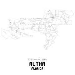 Altha Florida. US street map with black and white lines.