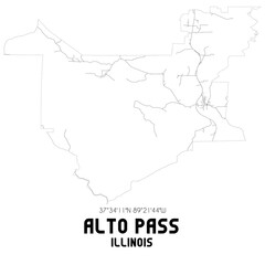Alto Pass Illinois. US street map with black and white lines.