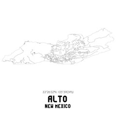 Alto New Mexico. US street map with black and white lines.