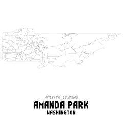 Amanda Park Washington. US street map with black and white lines.